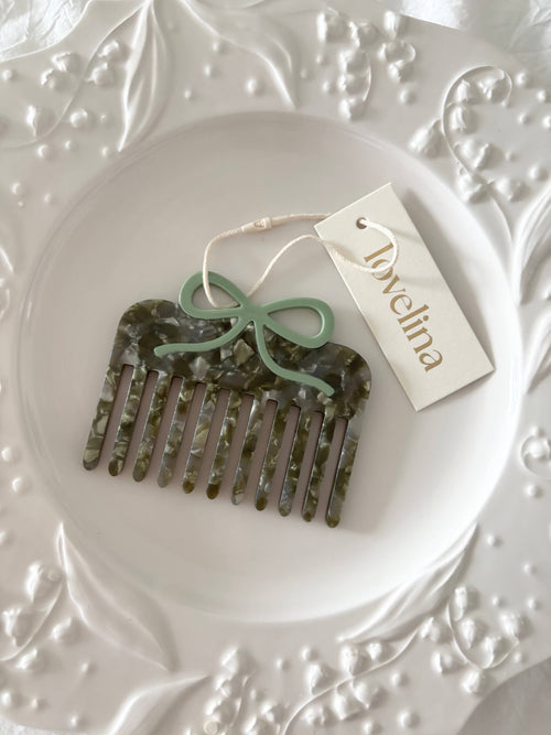 Bow Acetate Wide Tooth Comb in Sage