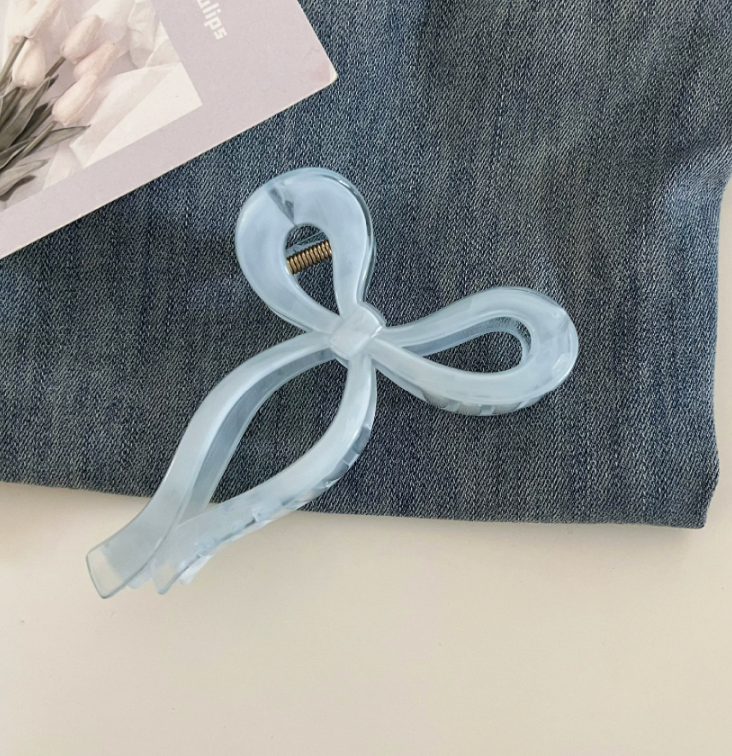 Jelly Bow Claw Clip in Sky Blue
