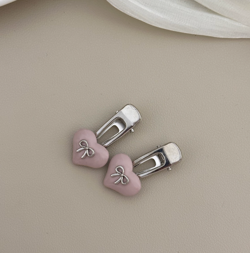 Pastel Bow Hair Clip in Rose Pink