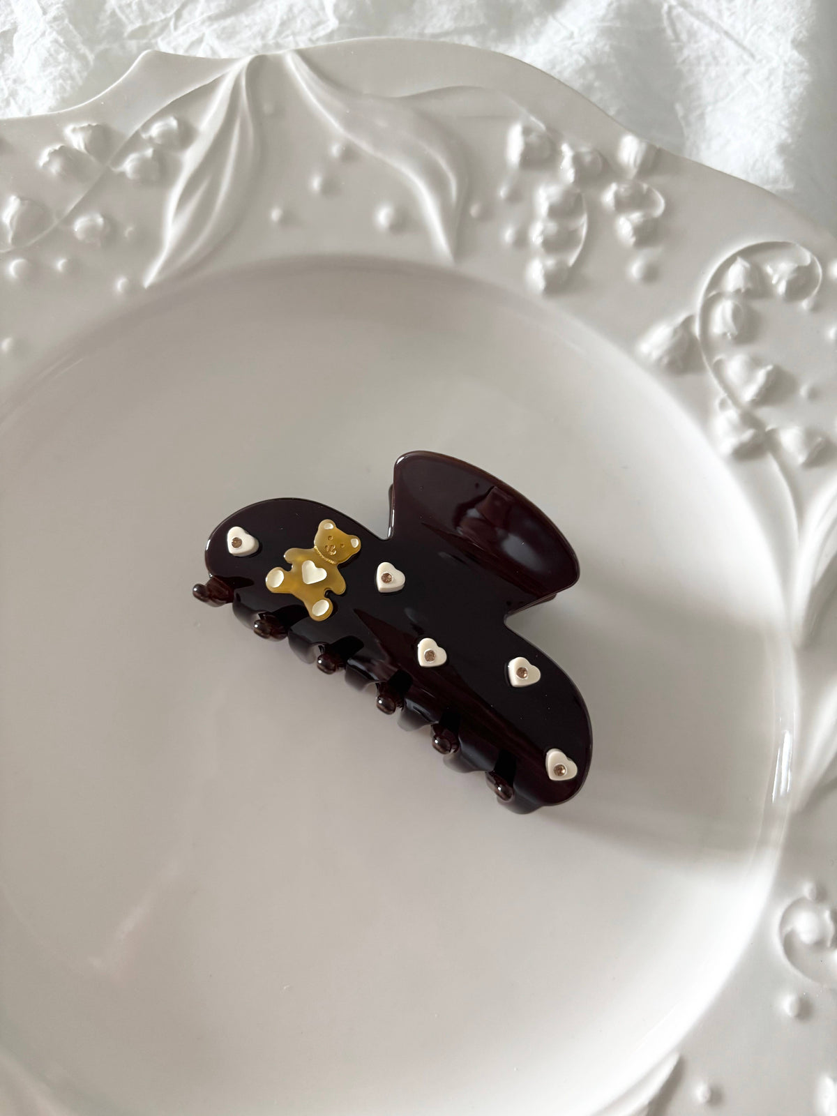 Muted Bow Claw Clip, Chocolate Teddy