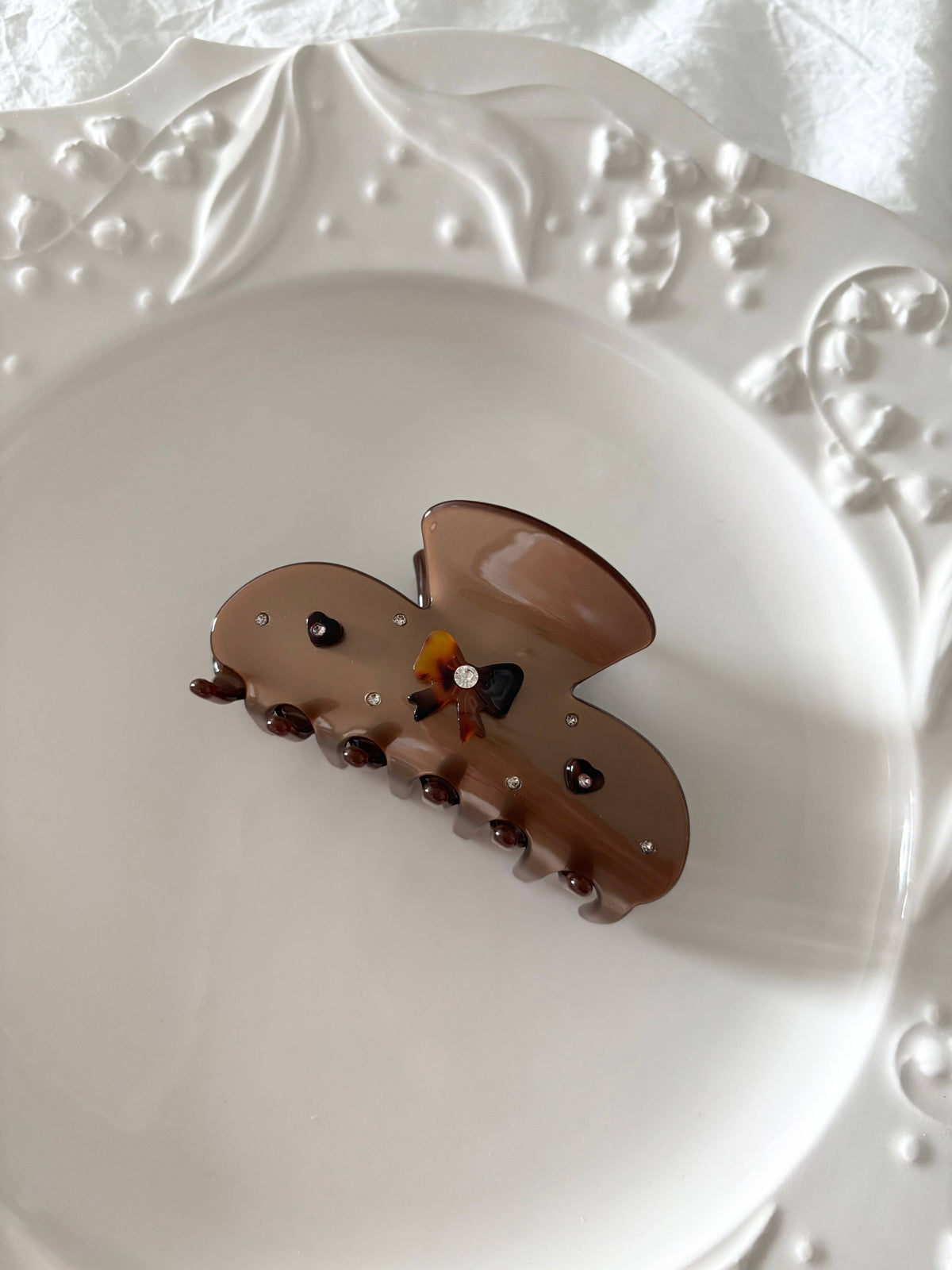 Muted Bow Claw Clip, Mocha Bow
