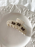 Muted Bow Claw Clip, Cream Triple Bow
